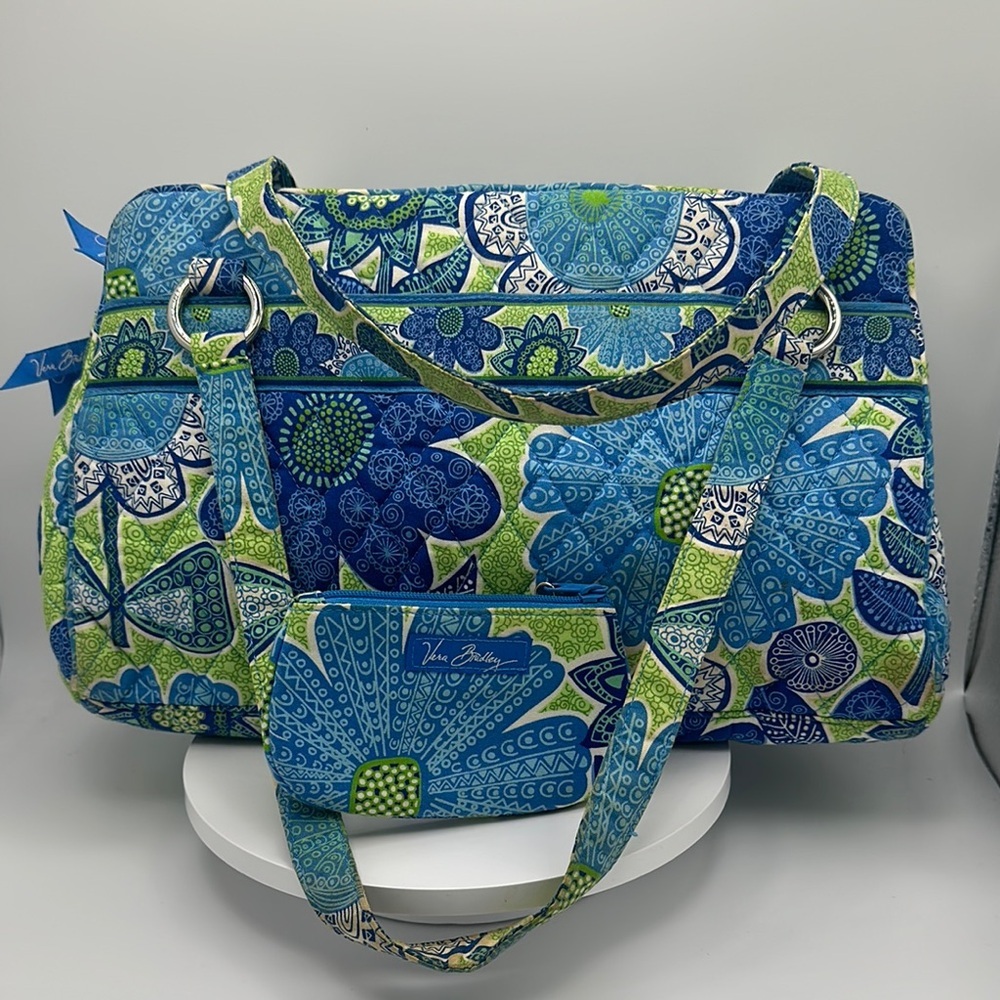 VERA BRADLEY “Daisy Doodle” Whitney Bag and ID Coin Purse, Retired Pattern